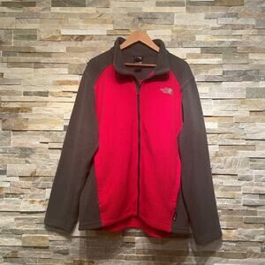 The North Face L Fleece Jacket | Red Gray FlashDry Full Zip Outdoor Layer